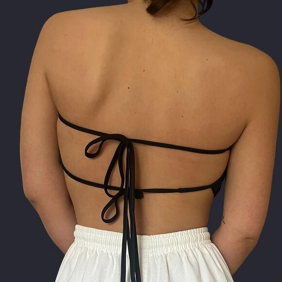 Black Backless sequin bandeau top - Picture 2 of 2